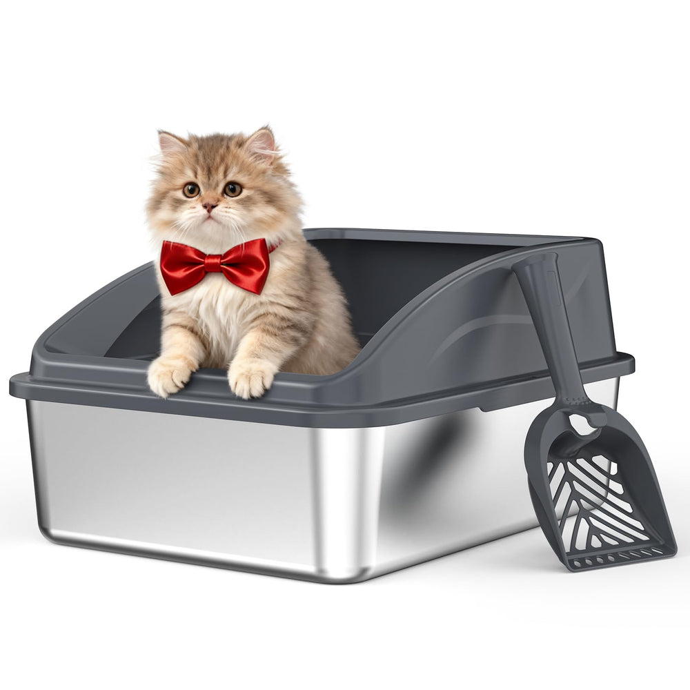 AIPERRO caja de arena para gatos en acero inoxidable con tapa para mayor privacidad y control de olores.