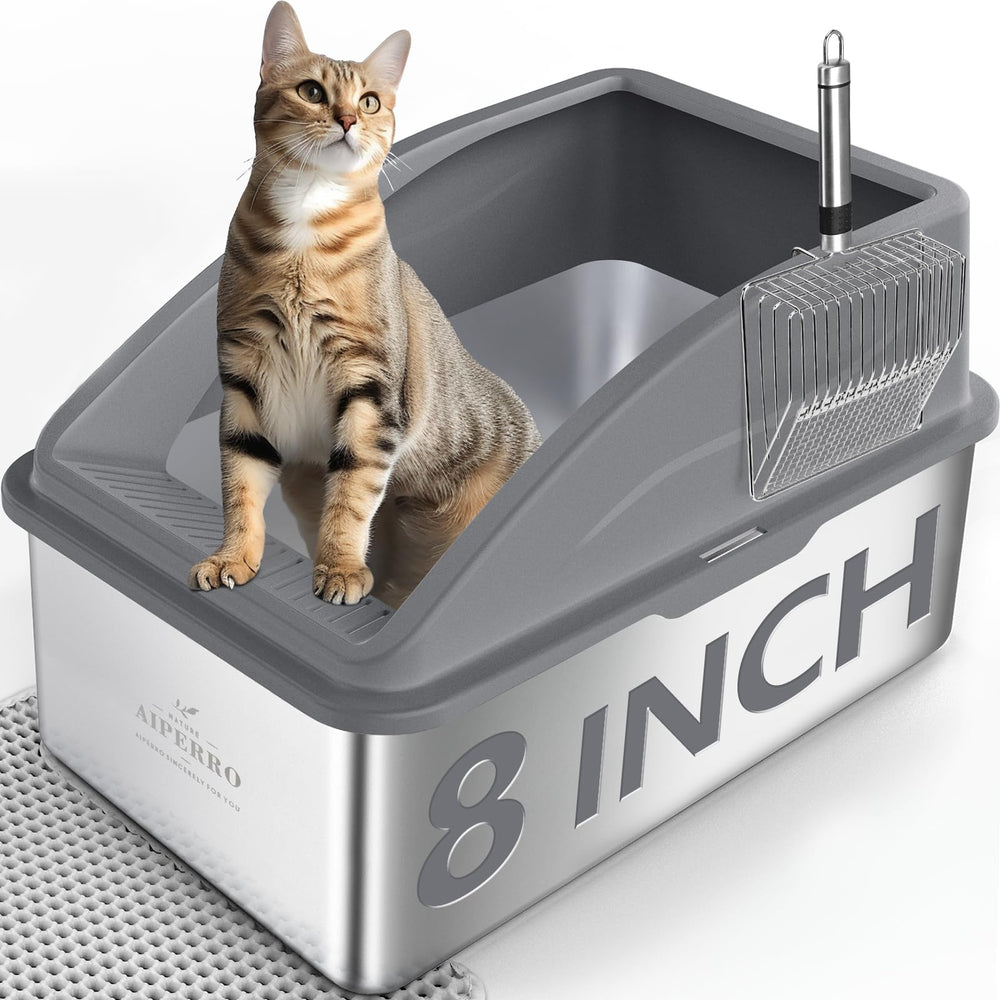 Caja de arena AIPERRO extra grande profunda de 8 pulgadas para gatos grandes.