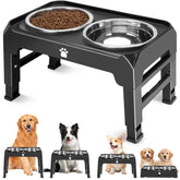 AirMX platos elevados ajustables para perros medianos y grandes, reducen estiramiento al comer.