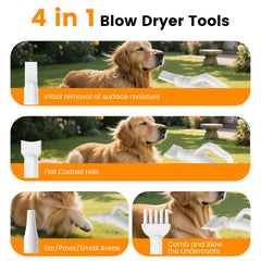 Airrobo Dog Dryer bajo ruido para mascotas sensibles.