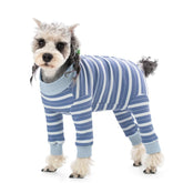 AITOLI pijama de recuperación para perros con rayas azules, protege el torso y mejora la comodidad