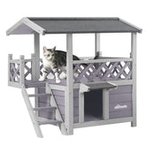 Casita para gatos Aivituvin, vista exterior, estructura robusta para uso interior y exterior.