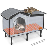 AKAOLA caseta exterior para gatos en invierno, refugio seco y acogedor.