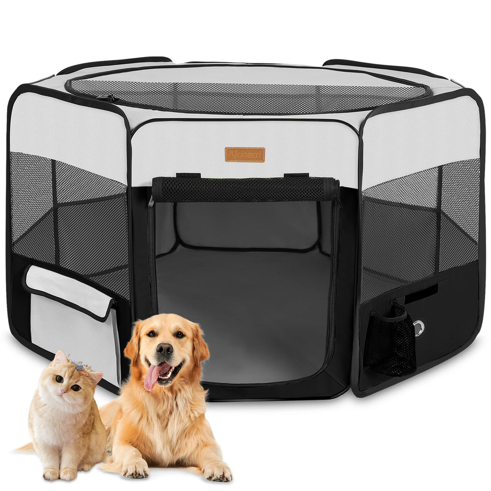 Akinerri cercado para mascotas XL al exterior, espacio seguro para jugar.