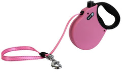 Alcott Aventura: cinturon retráctil reflectante de 16 pies rosa para paseos seguros.