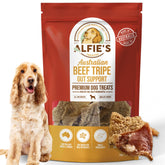 ALFIE'S TREATOS tripa de res seca al aire, snack natural para perros.