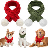 Aliceset bufanda navideña para perro en rojo con pompón, ideal para paseos festivos