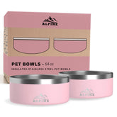 Alpine set de 2 cuencos de acero inoxidable rosados para perros