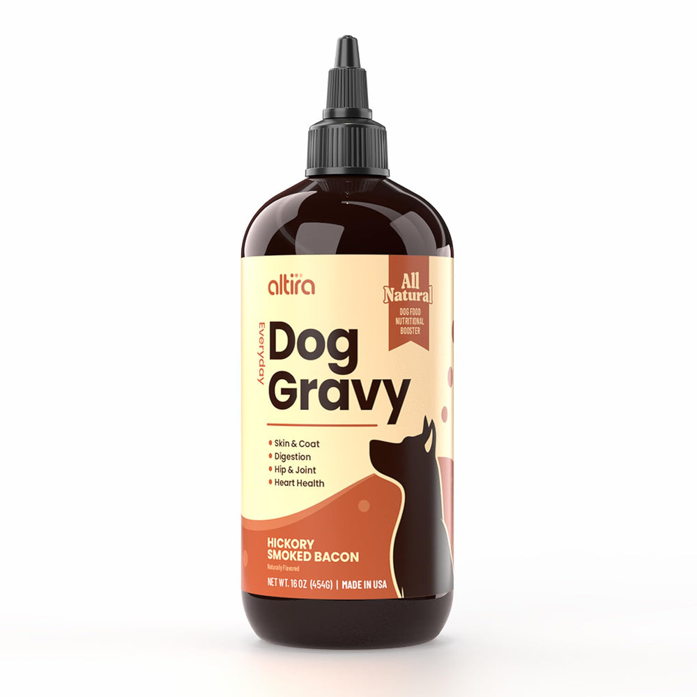 Altira Salsa Diaria para Perros, botella frontal, realza el sabor de la comida seca.