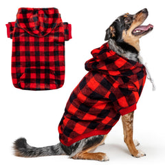 ALUZAEMO sudadera para perro con capucha plaid cálido ideal para paseos invernales.