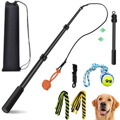 AmaCielo: palo de juego para perros con barra telescópica, ideal para ejercicio al aire libre.