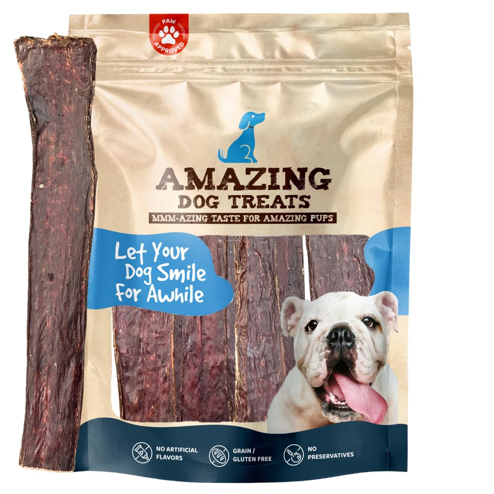 Amazing Dog Treats esófago de res deshidratado para masticar saludable y sabroso.