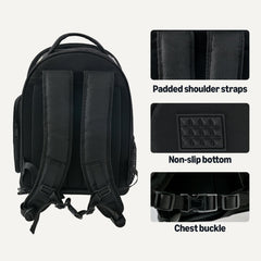 Amazon Basics portabebés con diseño plegable para almacenamiento compacto.