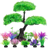 Ameliade plantas artificiales para acuario: arbusto verde que crea refugio natural.