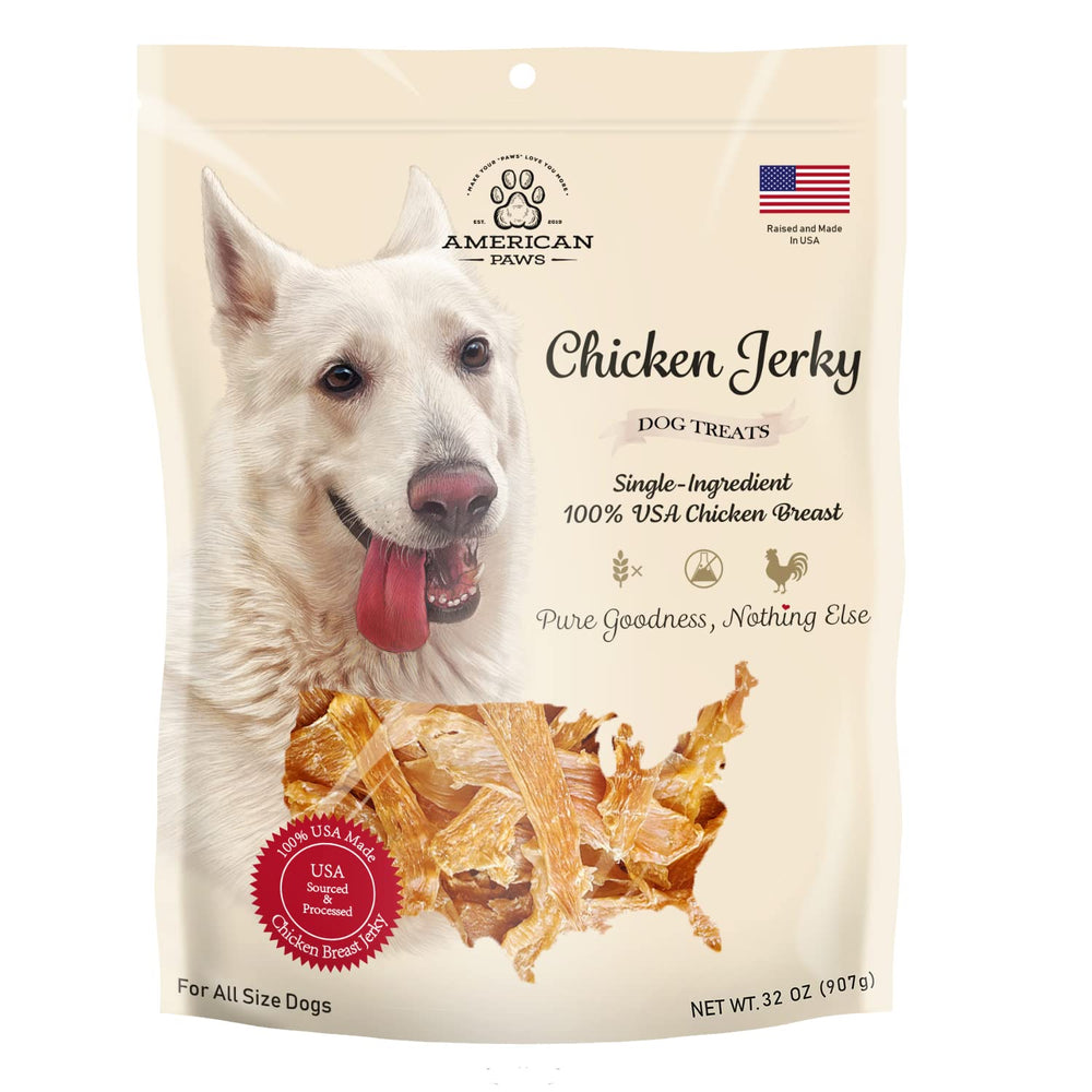 American Paws tiras de pollo en paquete, ideal para entrenamiento con proteína alta.