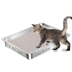 Caja Amibud de entrada baja en metal, facilita el acceso para gatos pequeños.