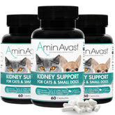 AminAvast: botella de cápsulas espolvoreables para soporte renal en gatos y perros pequeños.
