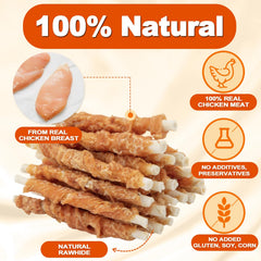 Amzey tiras masticables de pollo, textura suave para masticar