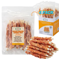 Amzey torceduras de pollo envueltas, snack proteico para perros activos
