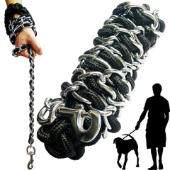 AncBace correa para perro con cadena de acero cromado, ideal para paseos diarios
