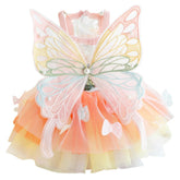 Anelekor vestido arcoíris mariposa para mascotas pequeñas, frente, ideal para paseos diarios.