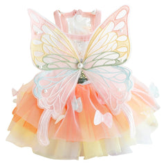 Anelekor vestido arcoíris mariposa para mascotas pequeñas, frente, ideal para paseos diarios.