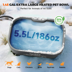 Angelspet bebedero calefactor con termostato mantiene el agua entre 77 y 95 °F.