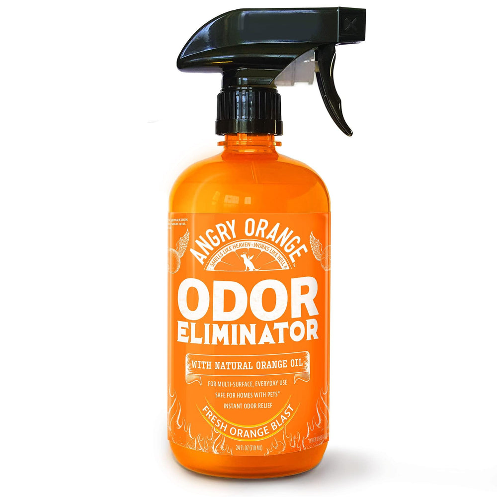 ANGRY ORANGE eliminador de olores en bote de 24oz para mascotas, neutraliza olores.