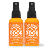 ANGRY ORANGE muestra la botella pulverizador 2oz para viaje que elimina olores de mascotas.