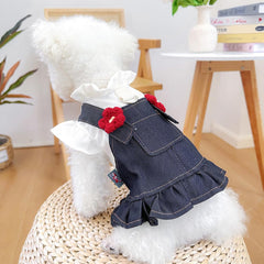 ANIAC vestido denim con bolsillo y anilla en D para paseos seguros