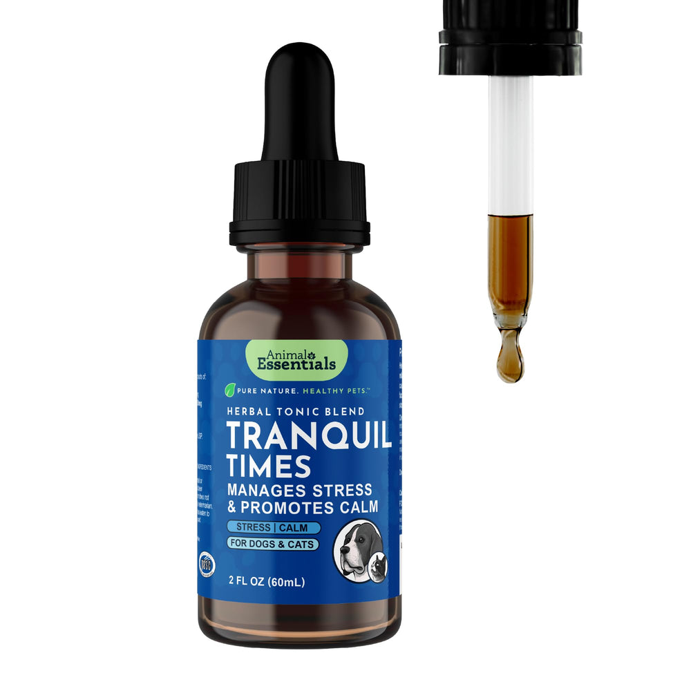 Animal Essentials Tranquility Blend, botella de gotas para relajación suave en mascotas.