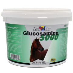 ANIMED Glucosamina 5000: botella con etiqueta para soporte de articulaciones de caballos