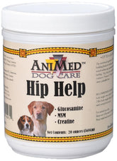 AniMed polvo de ayuda para caderas para perros, botella visible y soporte articular