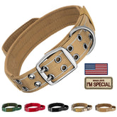 Collar táctico Annchwool para perros medianos y grandes, marrón, ideal para paseos seguros.