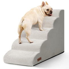 Aodisman escalera para perro en cama alta, cinco escalones, gris claro, interfaz suave