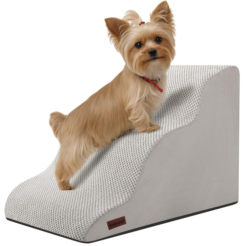 Aodisman escalones para perros de 3 peldaños sobre sofá, soporte estable.