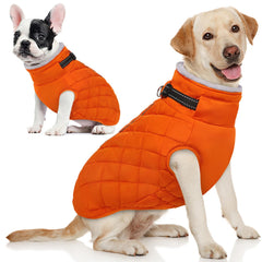 AOFITEE chaqueta para perros grandes con cuello alto y cremallera trasera para vestir fácil.