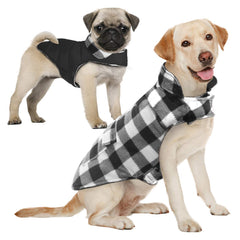 Capa AOFITEE para perro con cuadros negros; abrigo cálido para paseos invernales.