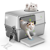 La caja de arena Aothey con tapa de acero inoxidable ofrece privacidad y control de olores.