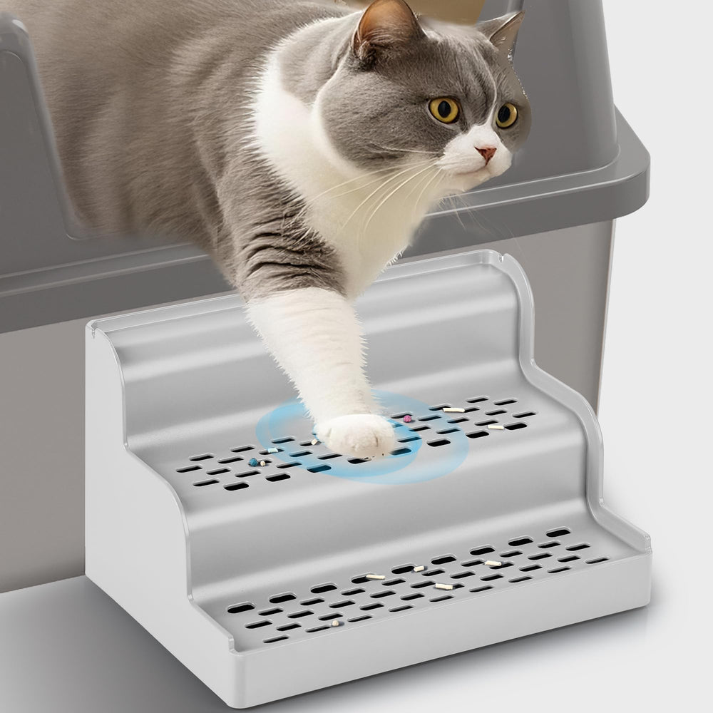 Aothey escalón doble para caja de arena facilita acceso cómodo a gatos mayores