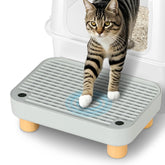 Aothey paso para caja de arena gris, superficie amplia para entrar y salir con comodidad.