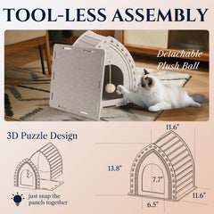 Dimensiones de 13.4x13.4x9.85 pulgadas, espacio acogedor para el gato.