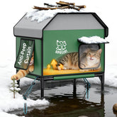 Apasiri casa-gato-exterior-calentador, refugio cálido para felinos al aire libre.
