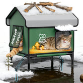 Refugio cálido para gatos al exterior de Apasiri, ideal para inviernos fríos.