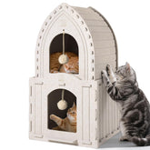 La casa de gatos Apasiri de dos pisos ofrece refugio cómodo y versátil en casa.