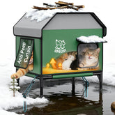 Apasiri casa-gatos-exterior-aislada: refugio seco gracias al piso elevado.
