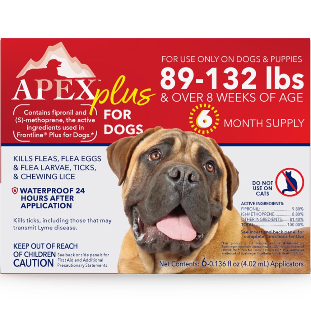 Apex Plus en botella para aplicación rápida y segura en perros extragrandes.
