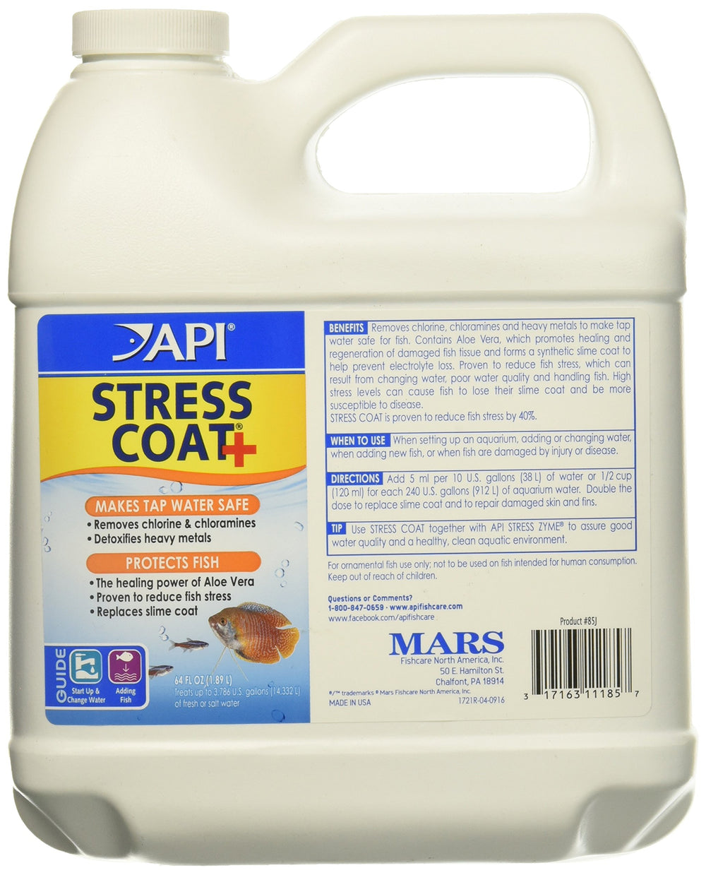 API Stress Coat: vertido suave de la botella para acondicionar el agua y proteger peces