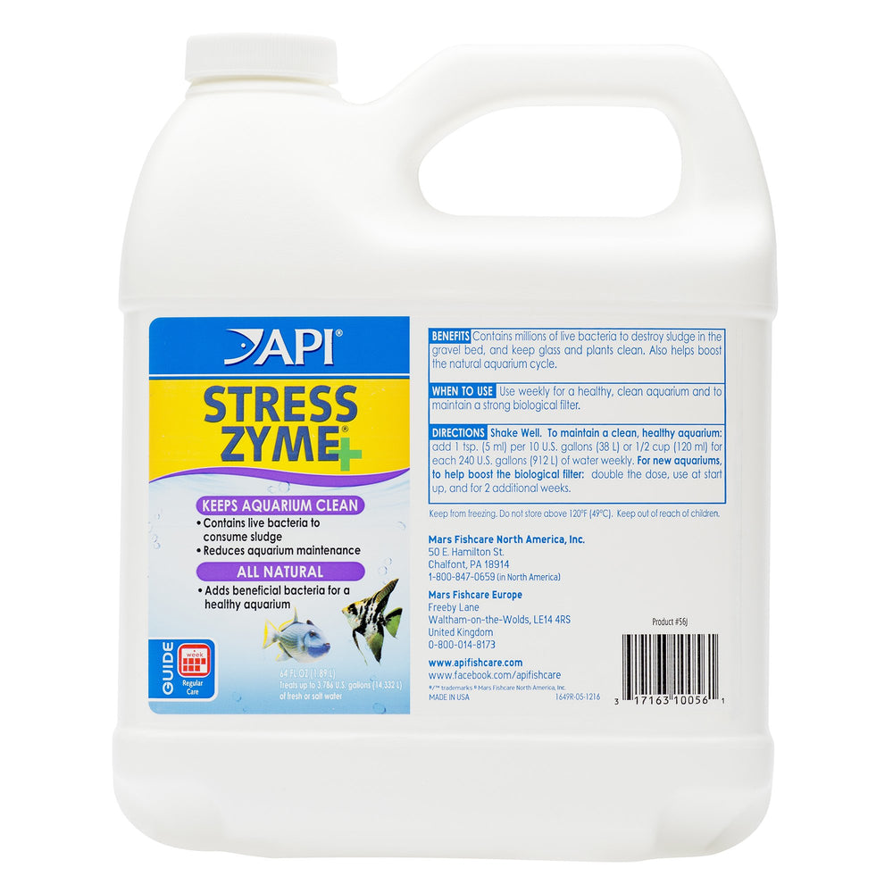 API Stress Zyme: botella de 64 onzas para facilitar el mantenimiento del acuario.