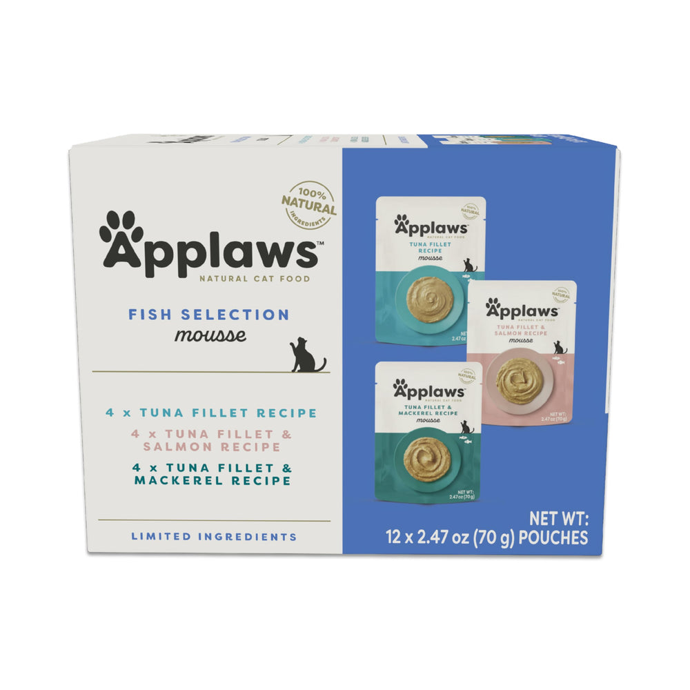 Applaws bolsas de atún mousse: porciones sabrosas para gatos curiosos.